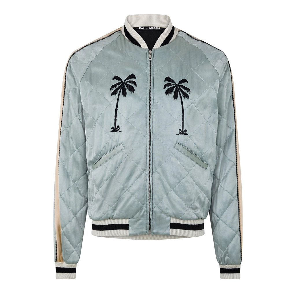 Palm Angels Souvenir Bomber Jacket - Grey/Black